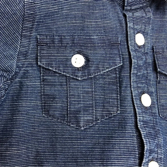 NWT Janie and Jack shirt roll-cuff navy blue striped button up size 3-6 months - Picture 10 of 11